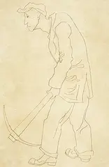 Untitled - Workman by Maxwell Bennett Bates, 1952, etching on paper, sold Nov 1996
