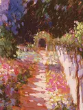 André Bertounesque, In the Garden, oil on wood board
