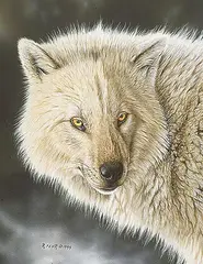 Randy Fehr, Lady Wolf Portrait, 1994, acrylic on masonite