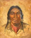 Donald Alwin Frache, Untitled - Indian Portrait, 1957, oil on paper board