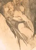 Untitled - Two Figures in an Embrace by Johann Heinrich Füssli, ink wash on paper, sold Nov 1996
