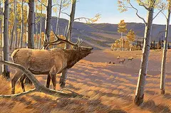 Tending the Herd by C. Dave Hiebert, 1990, acrylic on masonite, sold Nov 1996