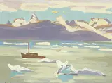 Ice from South Sawyer Glacier, Alaska by Illingworth Kerr, 1985, oil on panel, sold Nov 1996