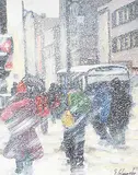 Gilles Labranche, Corner Peel and St. Catherines, 1995, acrylic on canvas board