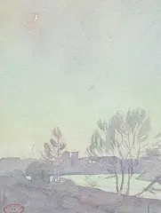 William Maltman, Moonlight, Winnipeg, 1926, watercolour on paper