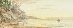 Marmaduke Matthews, Untitled - Sailing Boat in a Sunset, watercolour on paper