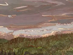 Evening Calm - Foothills by David John More, 1980, oil on wood board, sold Nov 1996
