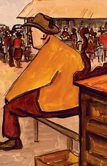 Untitled - The Antique Auction by Wynona Croft Mulcaster, 1954, watercolour on paper, sold Nov 1996