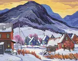 Jacques Poirier, Village en Hiver, oil on canvas