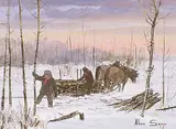 Allen Sapp, Untitled - Loading Firewood