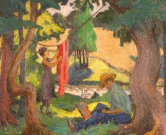 Thomas Albert Stone, Untitled - Artist and Wife, 1920, oil on paper board