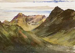 Ina D.D. Uhthoff, Untitled - Mountain Scene, watercolour on paper