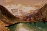 Thomas Sinclair Gore, Untitled - Lake Louise with Canoe, watercolour on paper