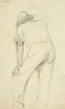 Thomas Garland Greene, Untitled - Standing Man Leaning Over, pencil on paper
