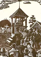 Edwin Holgate, The Crier or The Auction, 1927, wood block on paper