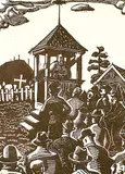 Edwin Holgate, The Crier or The Auction, 1927, wood block on paper