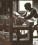 Edwin Holgate, The Old Loom, 1927, wood block on paper