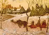 Nicholas Hornyansky, Merry Christmas Day, colour etching on paper