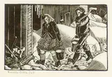 Lucille Oille, Bringing in the Milk, 1947, wood block on paper