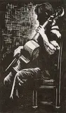 Felix James Shea, Untitled - Cellist #8/25, 1934, lino block on paper
