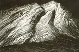Margaret Shelton, Cascade Mountain #20/50, 1942, lino block on paper