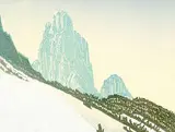 Margaret Shelton, Mount Louis, Banff #201/300, 1943, lino block in three colours on paper