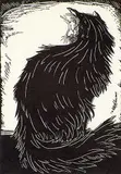 Margaret Shelton, The Black Cat #23/100, 1971, lino block on paper