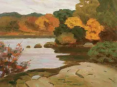 The Cove by George Thomson, oil on wood board, sold Nov 1996