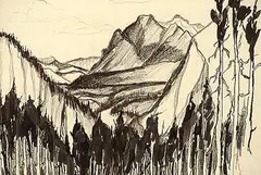 Fritz Brandtner, Banff, 1930, ink on paper