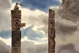Alan Caswell Collier, Two Poles at Kitwancool, B.C. #2