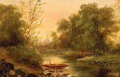 Samuel C. Hawksett, On the River Jaune, Quebec, 1860, oil on paper board