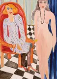 The Interview by Eliza H. Hemingway Hawkins, oil on canvas, sold Apr 1996