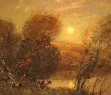 James Henderson, Untitled - Cattle at Qu'Appelle, Sask., oil on canvas board