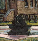 Harvey Kruger, The Fountain, Spadina Avenue, 1938, oil on paper board