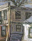 Harvey Kruger, Slum Buildings, Toronto, 1938, oil on paper board