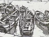 Arthur Lismer, Untitled - Fishing Boats at Dock, 1925, etching on paper