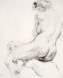 Raymond Feuillate, Femme Assise de Dos, 1944, lithograph on paper