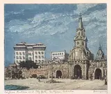 Nicholas Hornyansky, Edifices ... and City Gate, Cartagena, Columbia, 1940, colour etching on paper