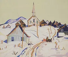 A. Y. Jackson, Untitled - Winter Village, 1931, silkscreen on paper
