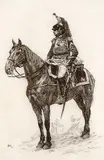 Charles Louis Kratké, Un Brigadier de Cuirassiers, etching on vellum