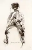 Charles Louis Kratké, Etude de Guide, etching on vellum