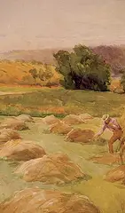 John Henry Sandham, Untitled - Man Haying, watercolour on paper