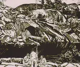 Frederick Varley, Untitled - Campfire by a River, etching on paper