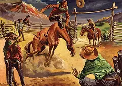 Willis Magee, Untitled - Bareback Riding, mixed media on paper board