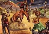 Willis Magee, Untitled - Bareback Riding, mixed media on paper board
