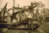Pericle Menin, Barche Le Fresca, etching on paper