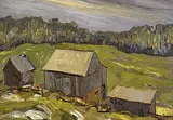 Lawrence Nickle, Barns Near Parry Sound, Ont., 1970, oil on panel