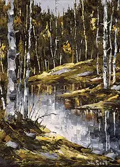Don Scott, Untitled - Forest River, oil on wood board