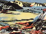Margaret Shelton, Rosedale Golf Course, 1940, lino block in four colours on paper
