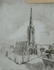 Owen P. Staples, St. James Cathedral, Toronto, etching on paper